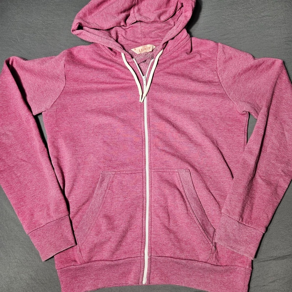 Tokyo Laundry Full Zip Hoodie Unisex Medium Raspberry Pink Fleece Sweatshirt